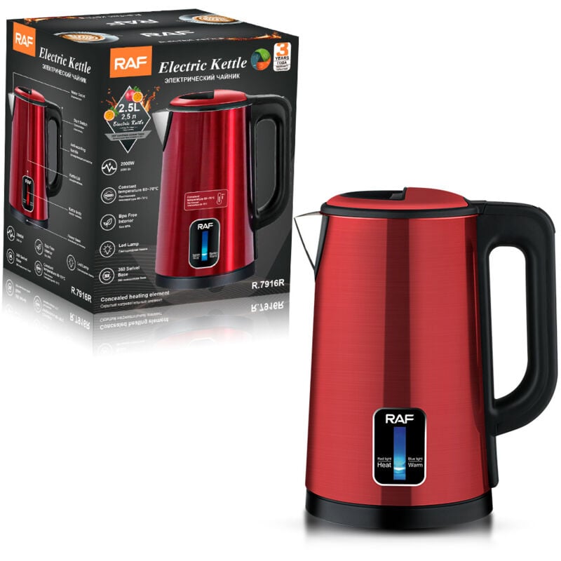 Tonchean - Bouilloire électrique domestique en acier inoxydable, 2,5 l, avec mise hors tension automatique, grande capacité 2000wR