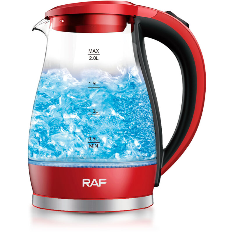 Tonchean - Bouilloire électrique visible en verre à haute teneur en borosilicate, bouilloire à mise hors tension automatique, haute puissance