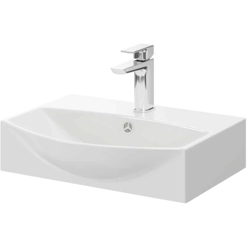 Tondela 500mm x 400mm Rectangular Wall Hung Basin with 1 Tap Hole