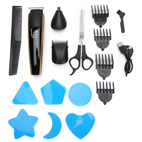 Tondeuse 3-en-1 Électrique Rechargeable avec Coupe-Cheveux, Rasoir et Épilateur Nez Doré