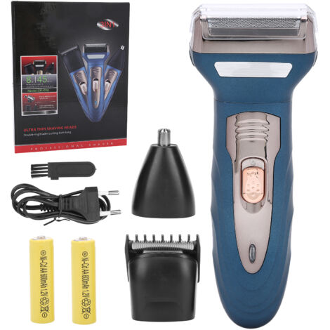 Tondeuse 3-en-1 pour Hommes - Kit de Soins Barbe, Nez et Coupe de Cheveux - Prise EU 110-240V Bleu