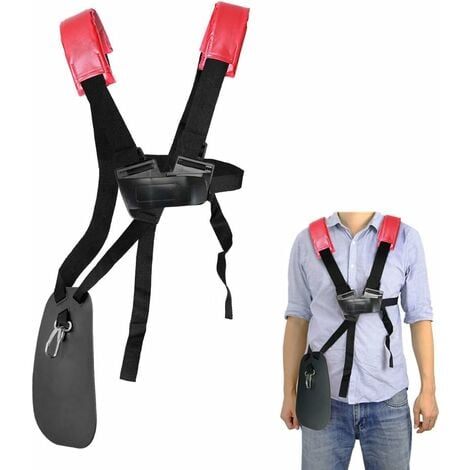 tondeuse à bandoulière-tondeuse à harnais double épaule avec ceinture de nylon durable Adjuestable pour débroussailleuse ou Gardenning pour STIHL FS, taille-bordures série km (Rouge)