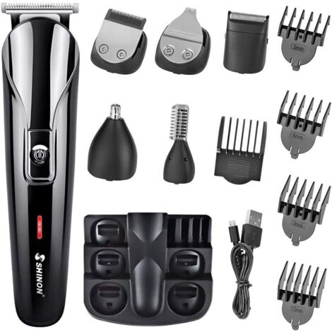Tondeuse à barbe, tondeuse à cheveux, tondeuse pour hommes, tondeuse nez, tondeuse corporelle étanche 6 en 1