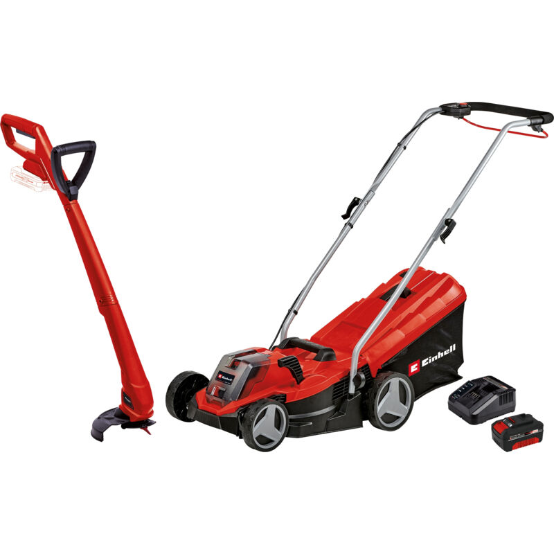EINHELL Tondeuse &agrave; gazon et coupe bordure sans fil GE-CM 18/33-2 Li Set