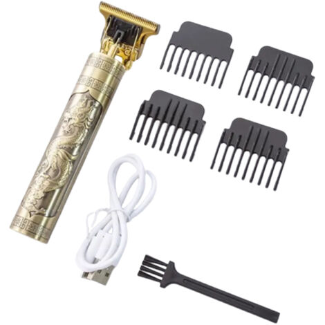 Tondeuse à cheveux électrique pour homme, sans fil, motif dragon doré rétroTType de lame