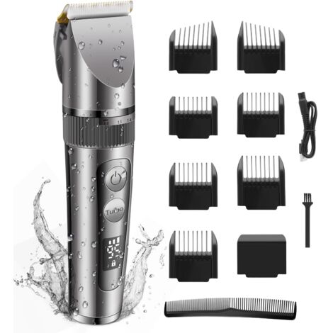 Tondeuse à cheveux électrique professionnelle IPX6 étanche, tondeuse pour cheveux longs et barbe avec écran LCD pour enfants et familles