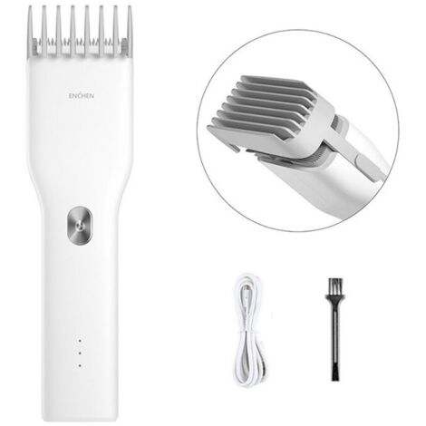-Tondeuse à Cheveux Électrique Professionnelle Sans Fil,Charge Rapide de Type C,en Céramique,pour Homme - White[B4473]