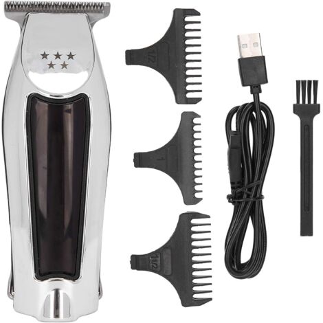 Tondeuse à cheveux électrique professionnelle, tondeuse rechargeable par USB pour hommes, outil de coupe salon avec 3 peignes limite, lames en acier -