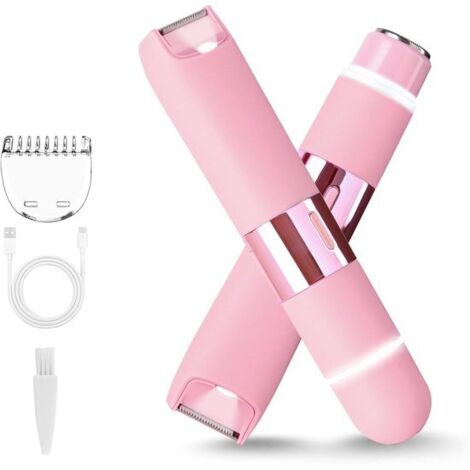 Tondeuse à cheveux ING pour femmes - Kit d'épilation électrique 2 en 1 étanche pour le visage, rose, une pièce - AquaForge