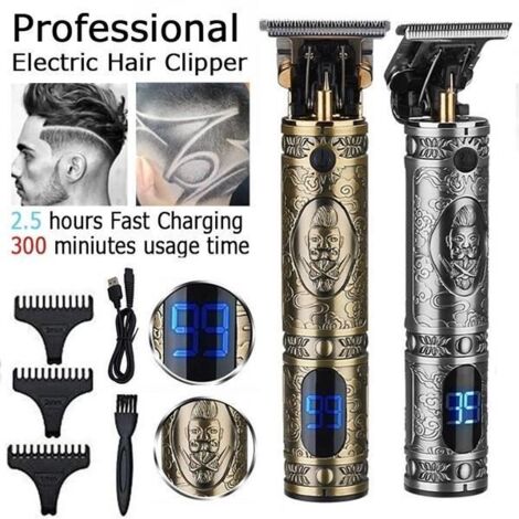Tondeuse à cheveux Letouch - écran LCD - rechargeable sans fil - lame en T - pour hommes - couleur or