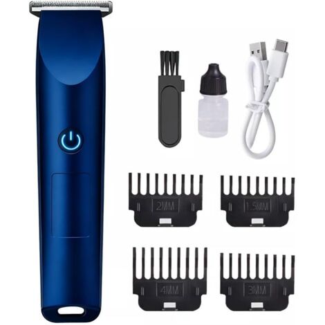 Tondeuse à cheveux numérique intelligente pour homme, lame en acier de précision, charge USB, endurance 120 min, 4 peignes guidage -