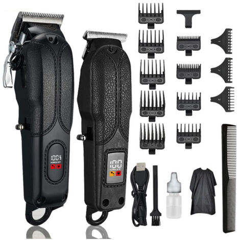 Tondeuse à cheveux pour homme, 2 pièces de tondeuse à cheveux professionnelle rechargeable avec écran LCD numérique de barbier sans fil