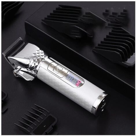 Tondeuse à cheveux professionnelle dorée pour hommes, rechargeable, sans fil, machine de coiffure pour hommes Si--