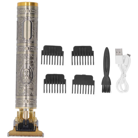 Tondeuse à Cheveux Professionnelle Portable USB Rechargeable - T-Lame pour Hommes, Kit de Toilettage Motif Bouddha