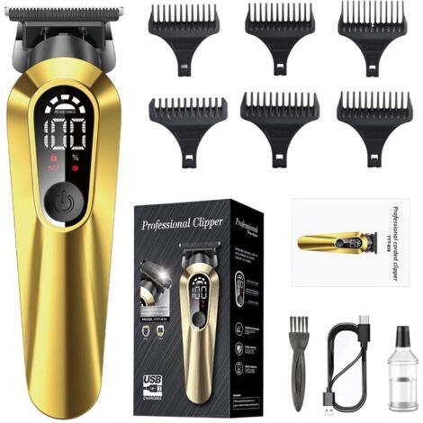 Tondeuse à cheveux professionnelle pour hommes, kit de coupe de cheveux avec écran LCD, tondeuse et kit de finition sans fil pour hommes.