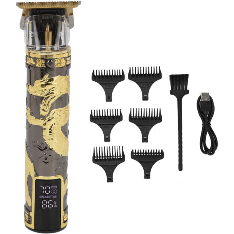 Tondeuse à Cheveux Professionnelle Sans Fil, Affichage LED, Rechargeable USB, avec 6 Peignes de Guidage