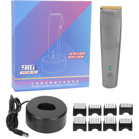 Tondeuse à Cheveux Professionnelle Sans Fil en Acier Inoxydable pour Homme - Kit de Coupe et Taille Argenté