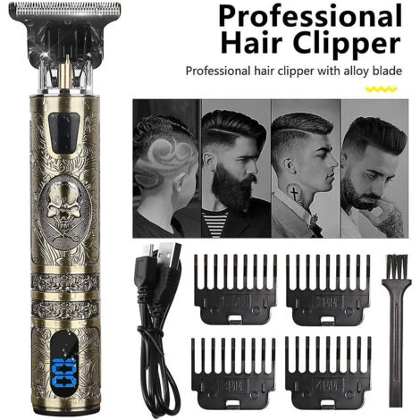 Tondeuse à cheveux professionnelle sans fil pour hommes, tondeuse à barbe rechargeable par USB avec écran LED