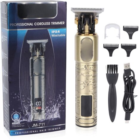 Tondeuse à Cheveux Rechargeable avec Affichage LCD et Guide de Coupe (Bronze)