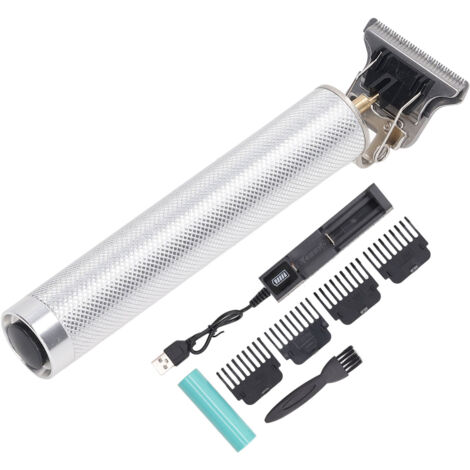 Tondeuse à Cheveux Sans Fil Professionnelle, Lame T en Alliage d'Aluminium, Rechargeable, Coupe Précise, Argent