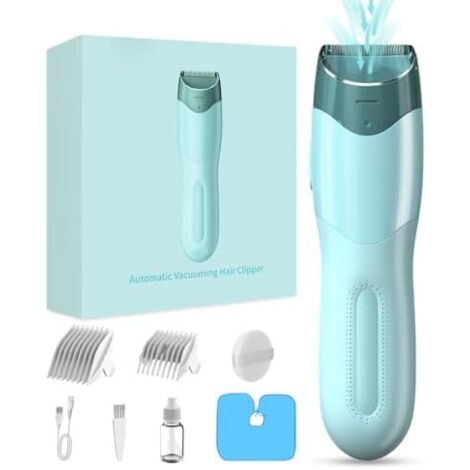 Tondeuse à cheveux sous vide pour enfants et hommes, kit de coupe électrique avec double moteur, tondeuse professionnelle sans fil, étanche IPX7 rechargeable Bleu Vide -