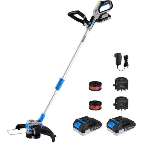 Tondeuse à gazon/coupe-bordures sans fil 20 V, 30 cm, idéale pour les pelouses, jardins et prairies. Fournie avec 2 batteries et un chargeur