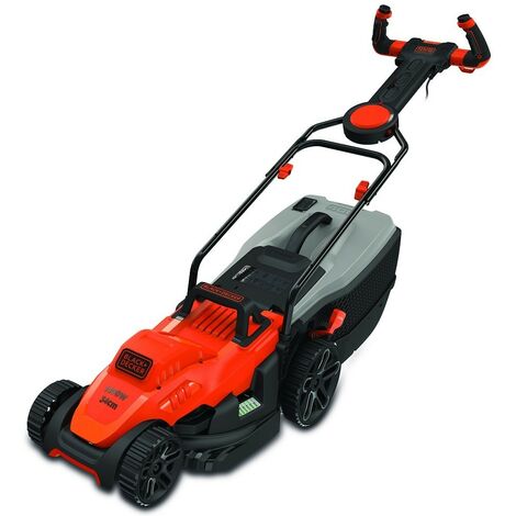 Black & Decker – Tondeuse électrique filaire 1400 W – Largeur de coupe 34 cm – Bac de ramassage 40 L – Pour surfaces jusqu'à 450 m² – Résine thermoplastique - BEMW461ES