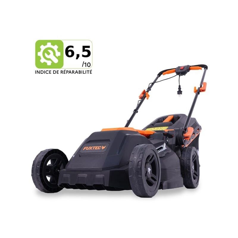 Fuxtec - Tondeuse à Gazon Électrique Filaire Poussée FX-RME38 -12Kg, Largeur 38cm, Bac De Ramassage 40L, Hauteur De Coupe 20-70mm, 1600Watt - 220V