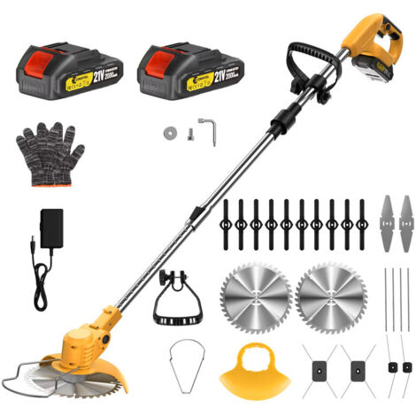 Tondeuse à gazon électrique multifonctionnelle 21V, pliable, 5 lames, désherbeur compatible batterie Makita 18V, Jaune