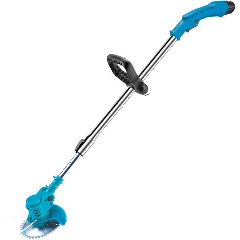 Tondeuse à gazon électrique sans fil 21 v, poignée réglable, tube télescopique, tête pivotante à 90°, pour tondre le jardin (batterie et chargeur non