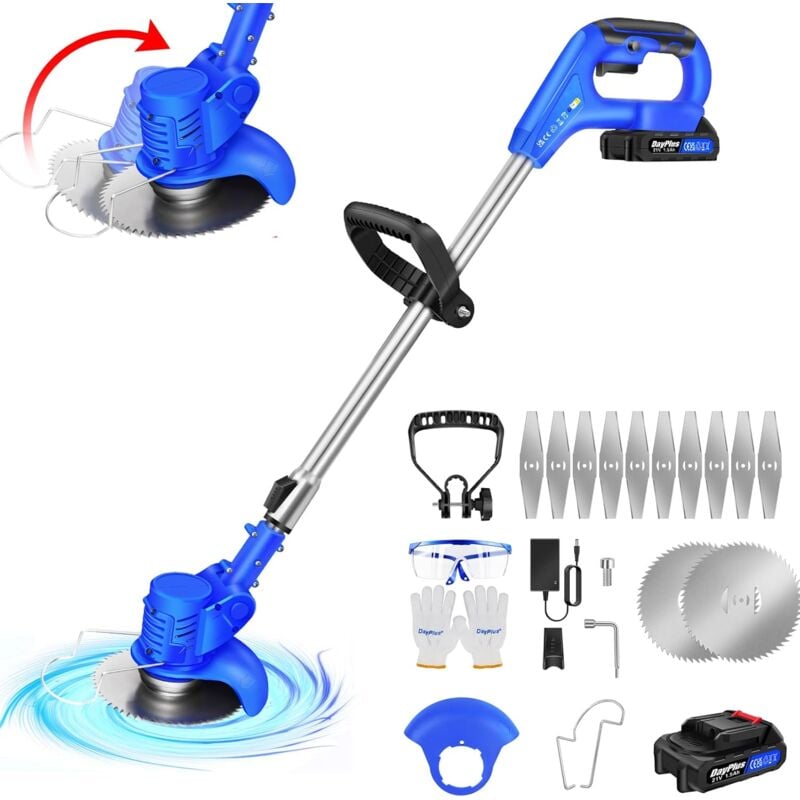 Lucn - Tondeuse à Gazon Électrique Sans Fil 21V avec Batterie, Tondeuse à Gazon, Coupe-Élagage Outils de Jardin, Débroussailleuse Télescopique