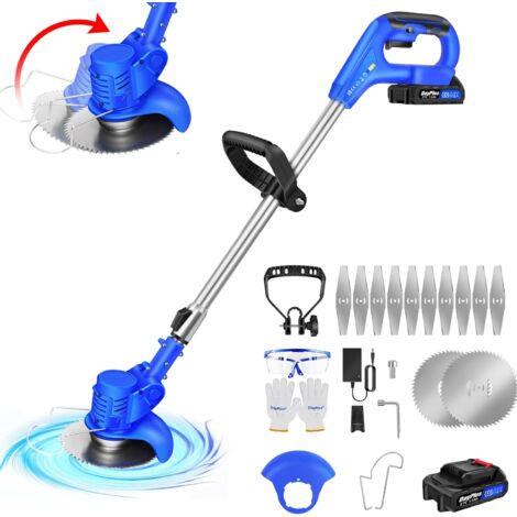 Tondeuse à Gazon Électrique Sans Fil 21V avec Batterie, Tondeuse à Gazon, Coupe-Élagage Outils de Jardin, Débroussailleuse Télescopique Taille-Haie Léger pour Éliminer les Mauvaises Herbes Arbres à Fl
