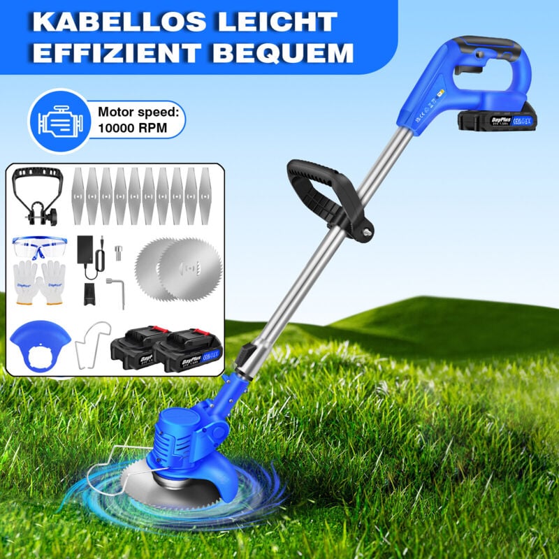 Tondeuse à gazon électrique sur 2X batterie Li Débroussailleuse électrique Tondeuse à gazon
