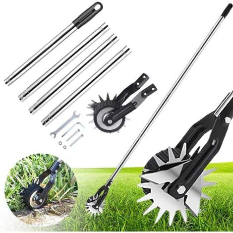 Tondeuse à gazon manuelle à roues – Manche en acier réglable 1,6 m, pour jardin et trottoir