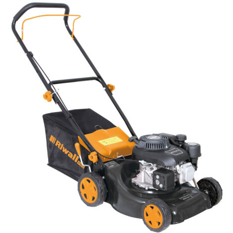 Tondeuse à gazon manuelle avec moteur OHV de 132 cm³ – largeur de coupe de 40 cm, hauteur de coupe réglable de 25 à 75 mm, bac de ramassage de 45 L