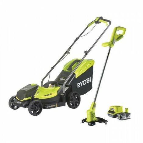 Tondeuse a Gazon RYOBI - Combo 2 outils ONE+ :   RLM18X33B40 + coupe-bordures OLT1825M OFFERT - RLM1833BLT1825M