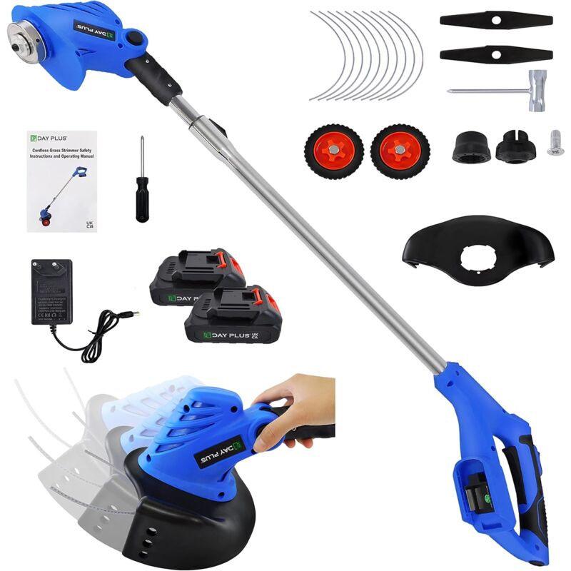 Lucn - Tondeuse à gazon sans fil Garden Gear, tondeuse à gazon, batterie 21V, Li-Ion avec batterie 2x