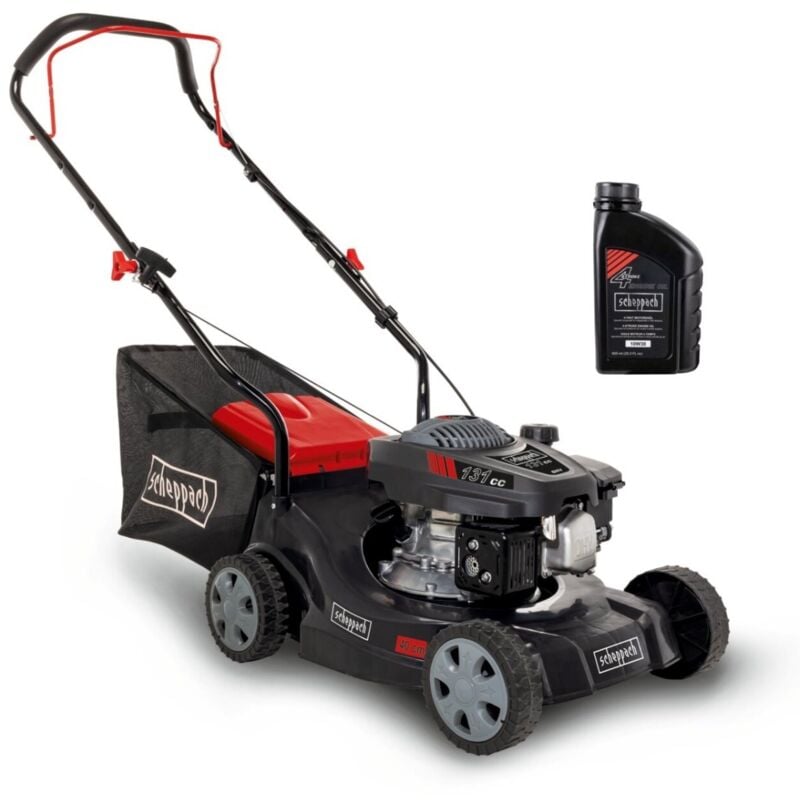 Scheppach - Tondeuse à gazon thermique MS132-42B en version noire avec bidon d'huile - 58112169953