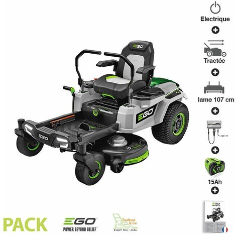 Tondeuse à gazon Zero Turn batterie 15Ah chargeur mural inclus Ego coupe 107 cm ZT4201E - Gris