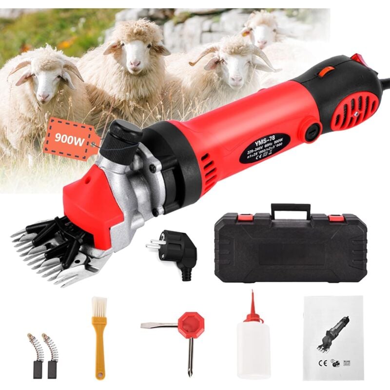 Tondeuse à Moutons, 900W Tondeuse Mouton Professionnelle, Tondeuse Chevaux avec 2800 PRM/MIN 6 Vitesses Réglables Cordon D'alimentation 3M Pour