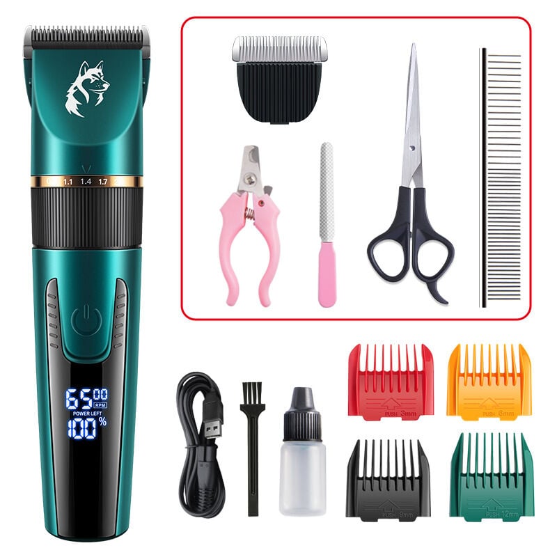 Longziming - Tondeuse à poils d'animaux, Tondeuse Chien et Chat avec Affichage Numérique Intelligent, Tondeuse Chien Poil Long Epais Silencieuse pour