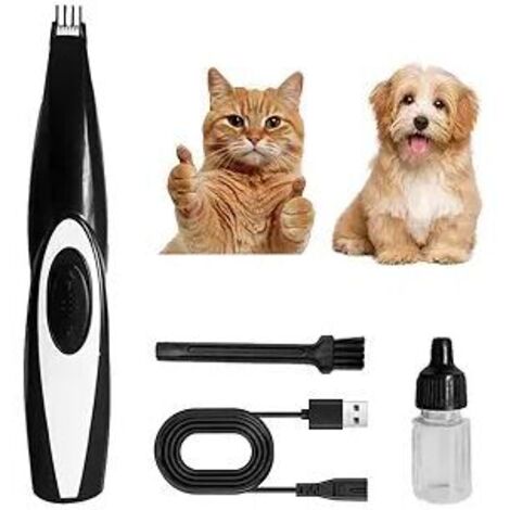Tondeuse à poils électrique pour animaux de compagnie, sans fil, USB, petite tondeuse pour chiens, soins des pattes, oreilles, yeux et visage-AquaForge