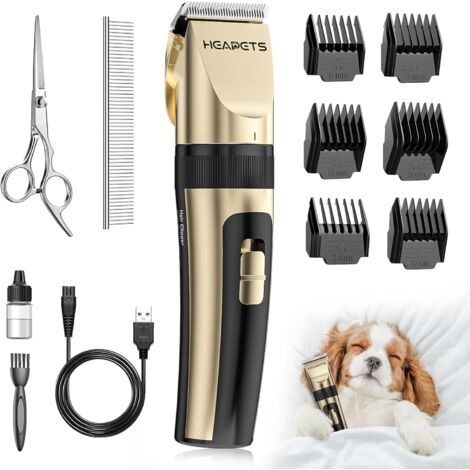 Tondeuse à poils pour chiens, silencieuse, électrique, avec peigne réglable et sans fil rechargeable, pour chiens, chats et autres animaux de compagnie.-AquaForge