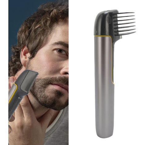 Tondeuse à poils pour hommes avec bras extensible, utilisable sur peau sèche ou humide, étanche IPX6 et rechargeable par USB.