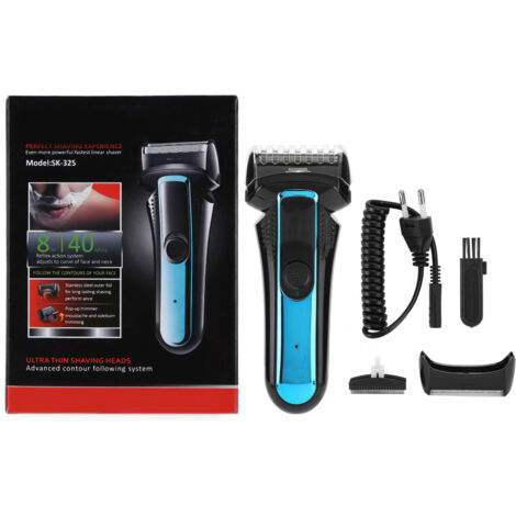 Tondeuse Barbe Électrique Professionnelle Machine à Raser Bleue Prise EU 220V