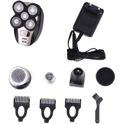 Tondeuse Barbe et Cheveux Électrique Rechargeable - Rasoir Machine à Raser (Prise UE Champagne)