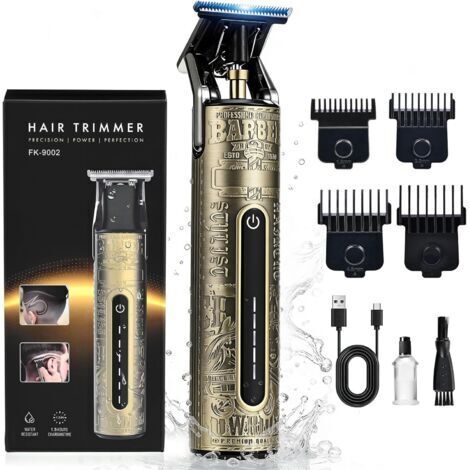 Tondeuse Barbe Homme, Professionnelle Tondeuse de Finition, Charge Type C avec Indicateur, 4 Sabots Magnétiques, IPX6 pour Usage Sec/Humide, Kit Complet Barbe et Cheveux pour Salon à Domicile