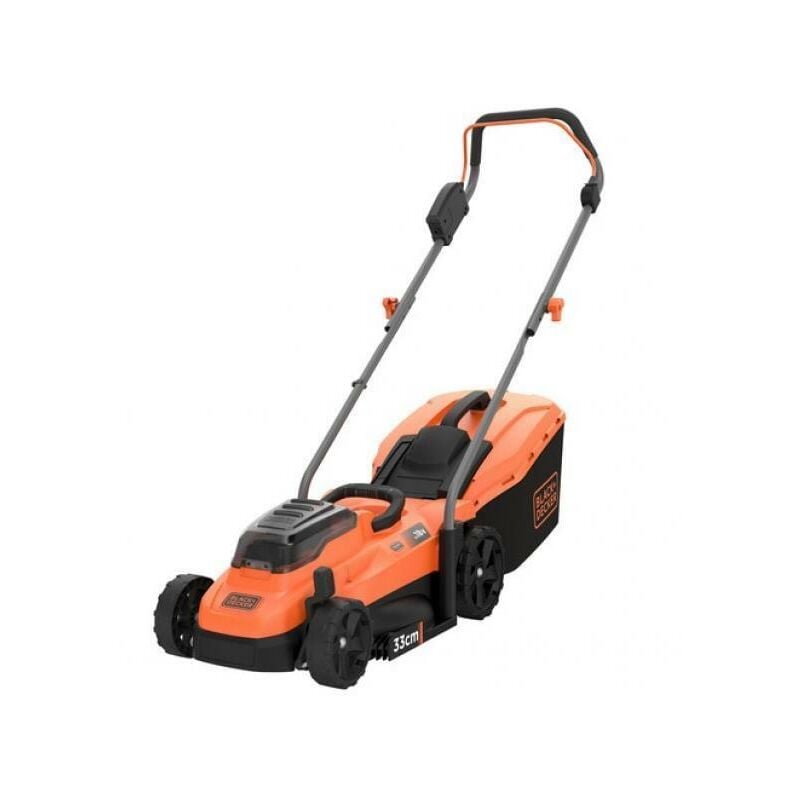 Black&decker - Tondeuse 33 cm 18V de 25 à 65 mm de hauteur, fonction mulching, sac collecteur 35 l - black+decker - avec 2 batteries 18v 4Ah et