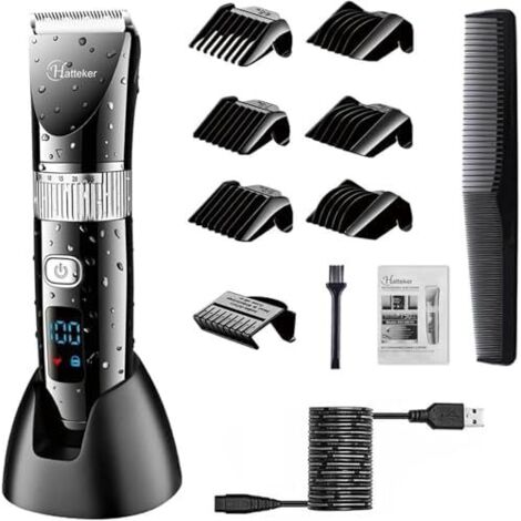 Tondeuse Cheveux Barbe Professionnelle Electrique avec Ecran LCD Sans Fil USB Rechargeable Imperméable -