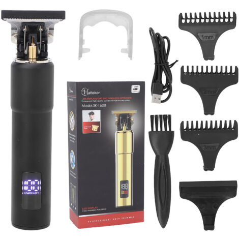 Tondeuse Cheveux Électrique Professionnelle Sans Fil Rechargeable avec Affichage LCD - Kit Coupe Homme Noir